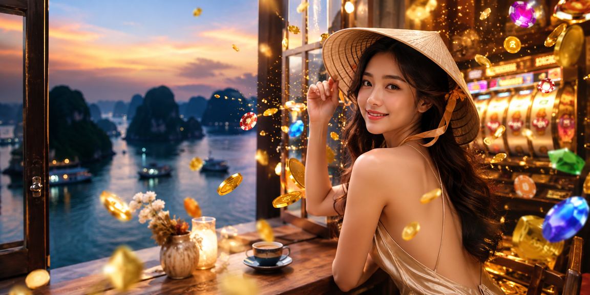 Giao diện slot game chủ đề Việt Nam tại Vịnh Hạ Long trên ben10